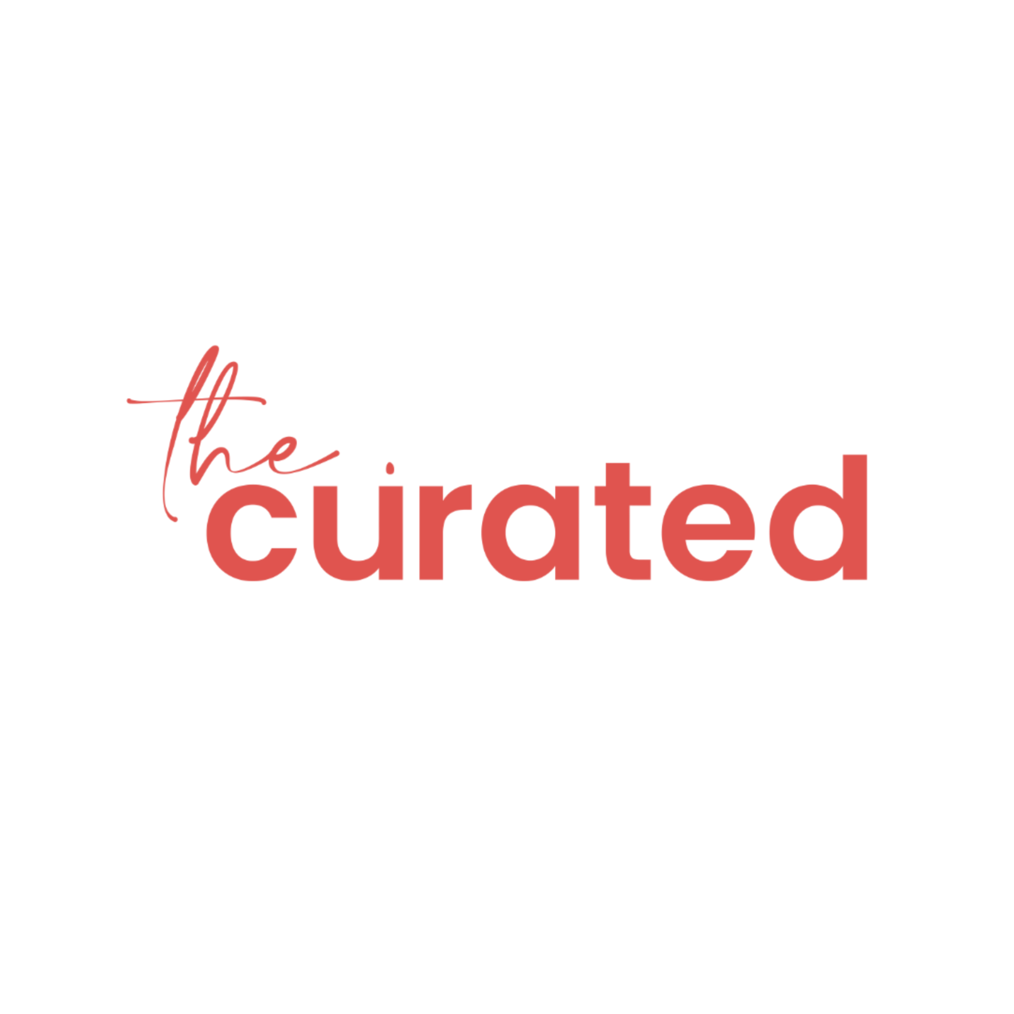 The Curated logo in red